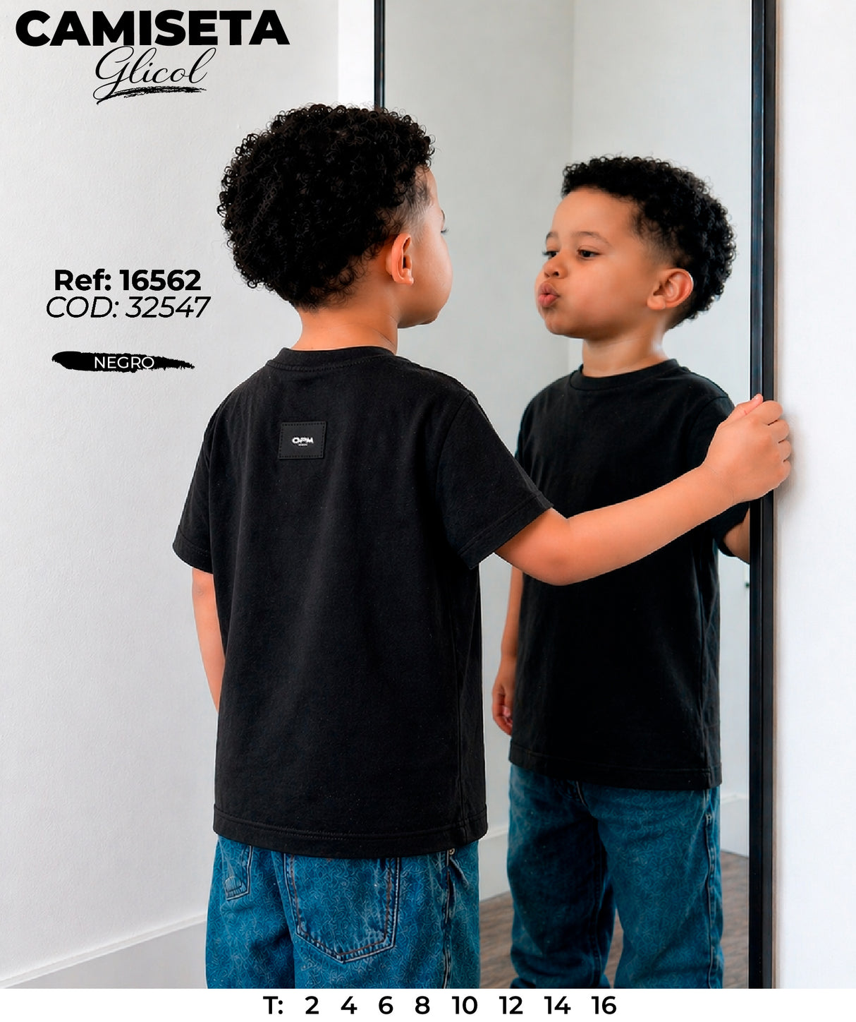 camiseta glicol negra niño