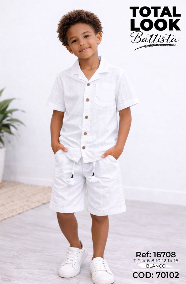 total look battista blanco niño