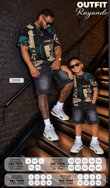 outfit padre e hijo rayando