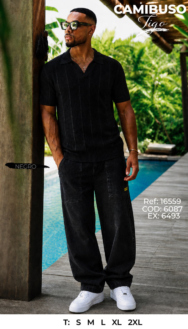Camibuso tigo negro hombre