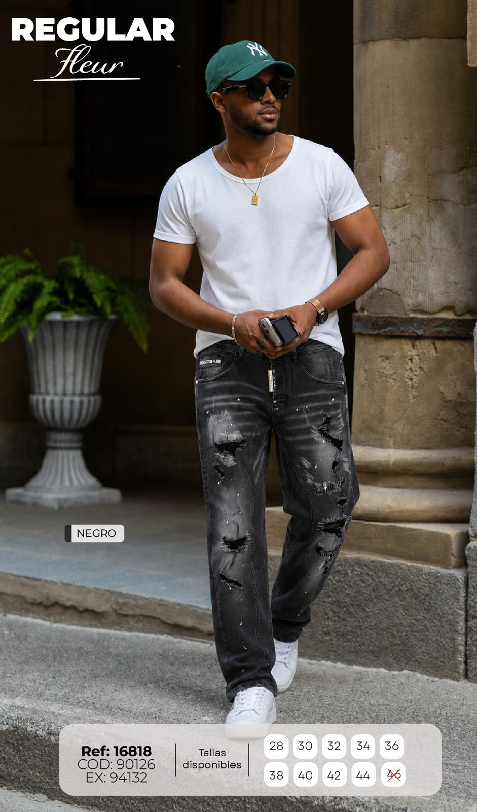 jean regular fleur hombre