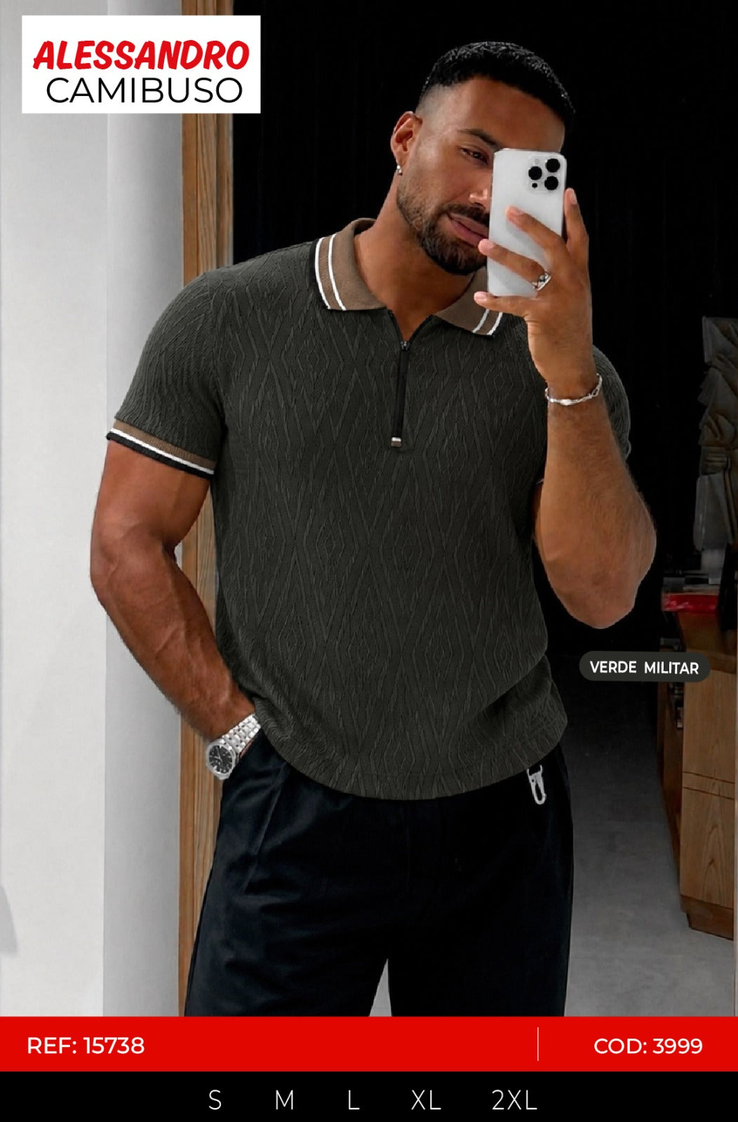 Camibuso alessandro outlet verde militar hombre outlet