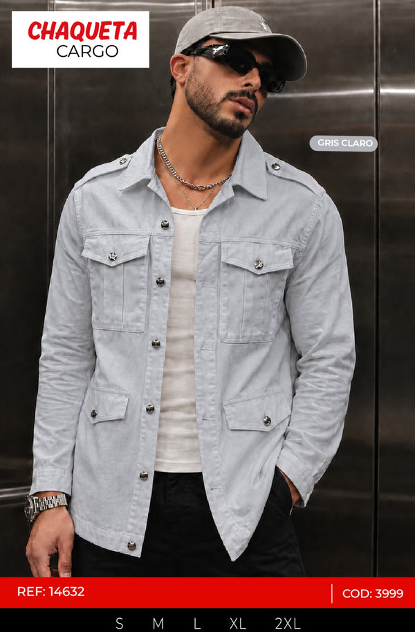 Chaqueta cargo gris claro hombre outlet