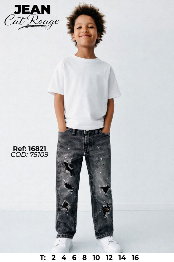 jean cut rouge niño