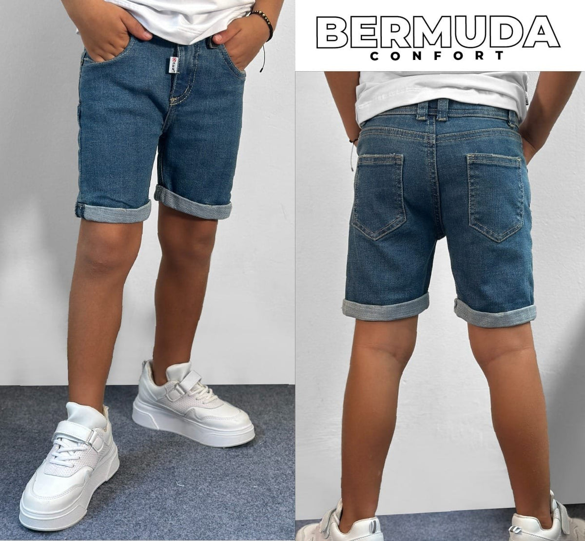 Bermuda clasica en jean niño