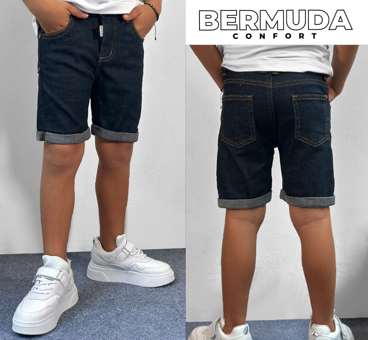 Bermuda clasica en jean niño