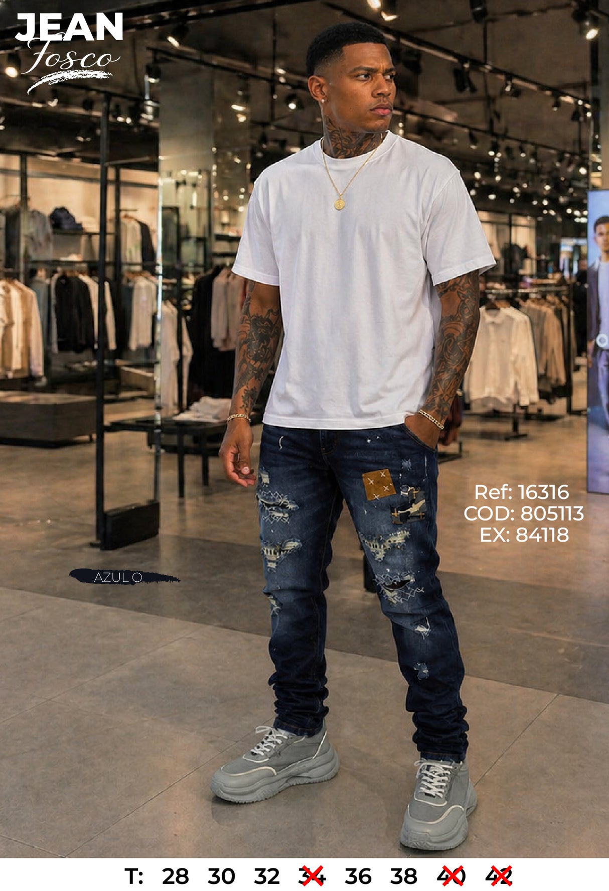 jean regular fosco azul o hombre