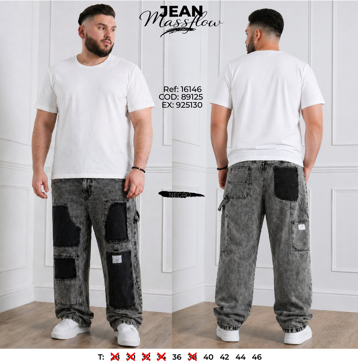 jean baggy massflow negro hombre