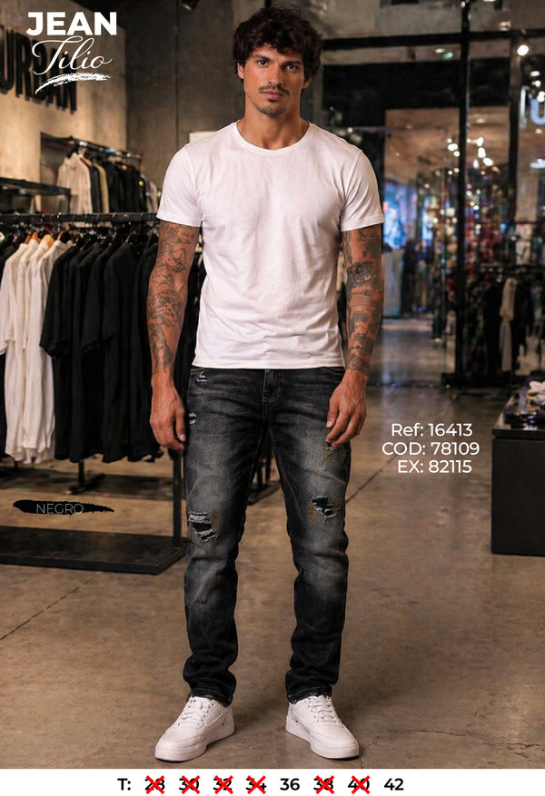 jean skinny tilio negro hombre