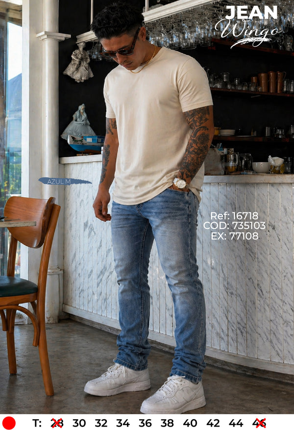 jean slim wingo azul m hombre