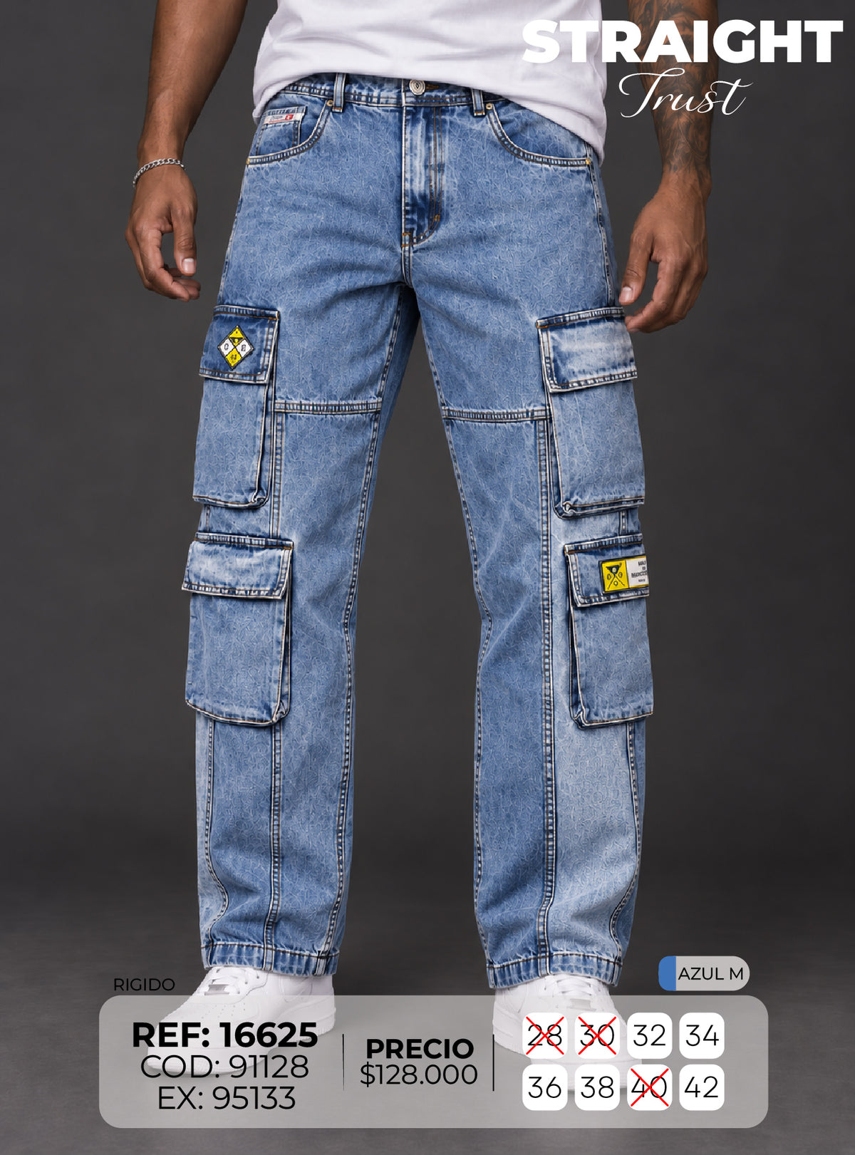 Jean baggy hombre straig trust azul m