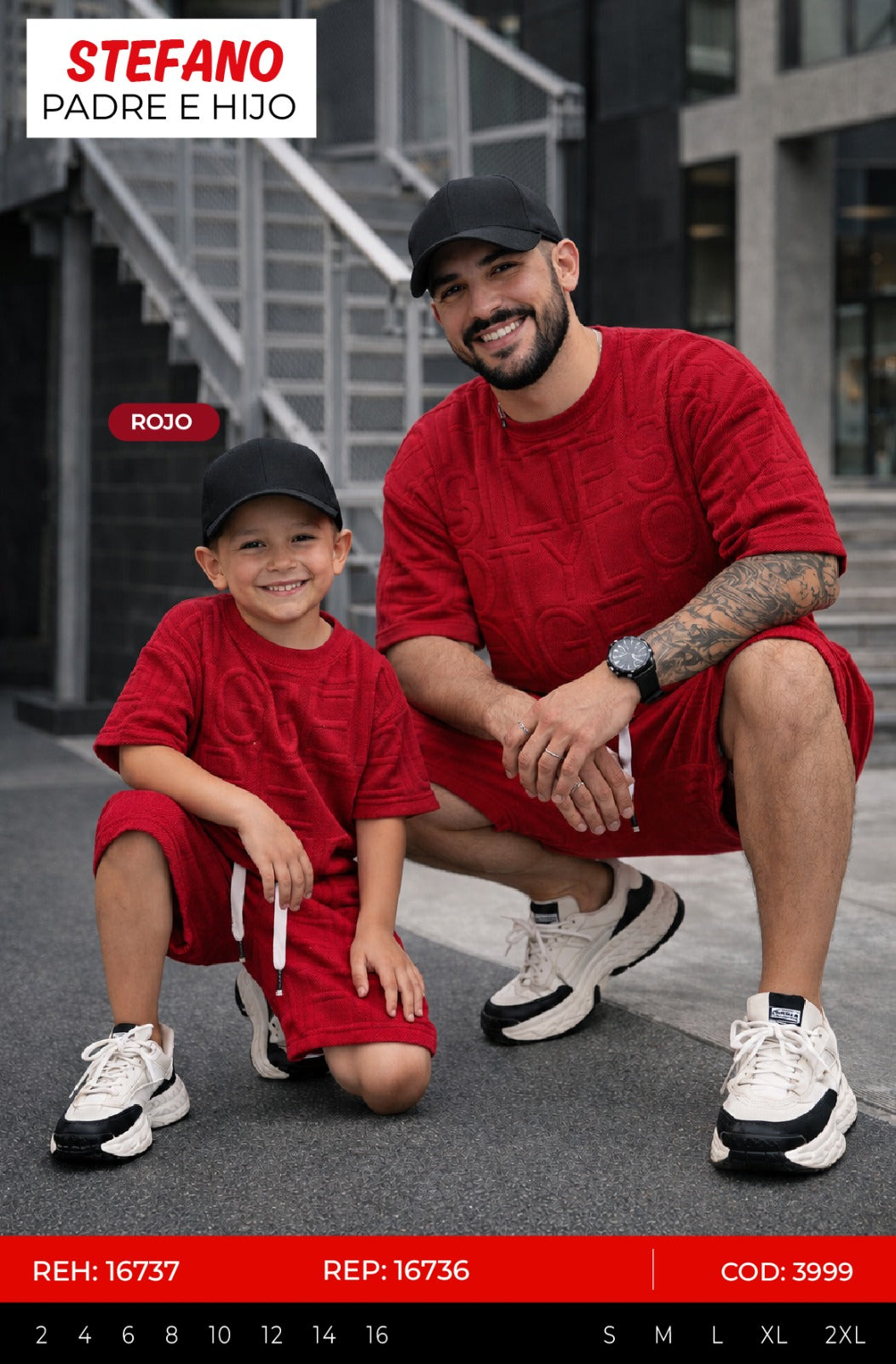 Total look stefano rojo padre e hijo outlet