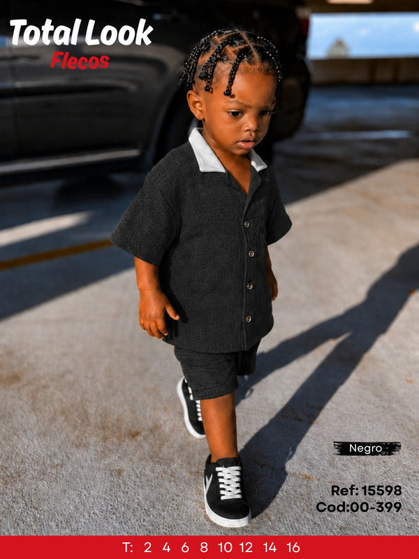 Total look flecos negro niño outlet