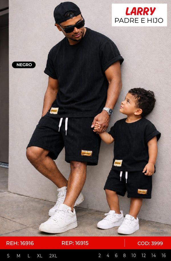 Total look larry negro padre e hijo outlet