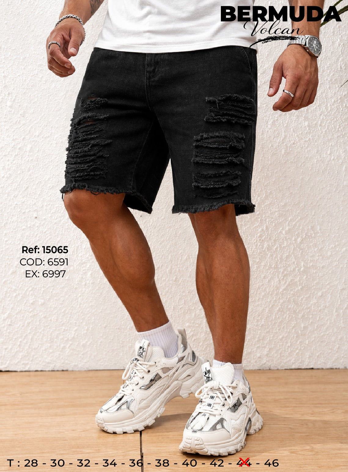bermuda volcan negro hombre