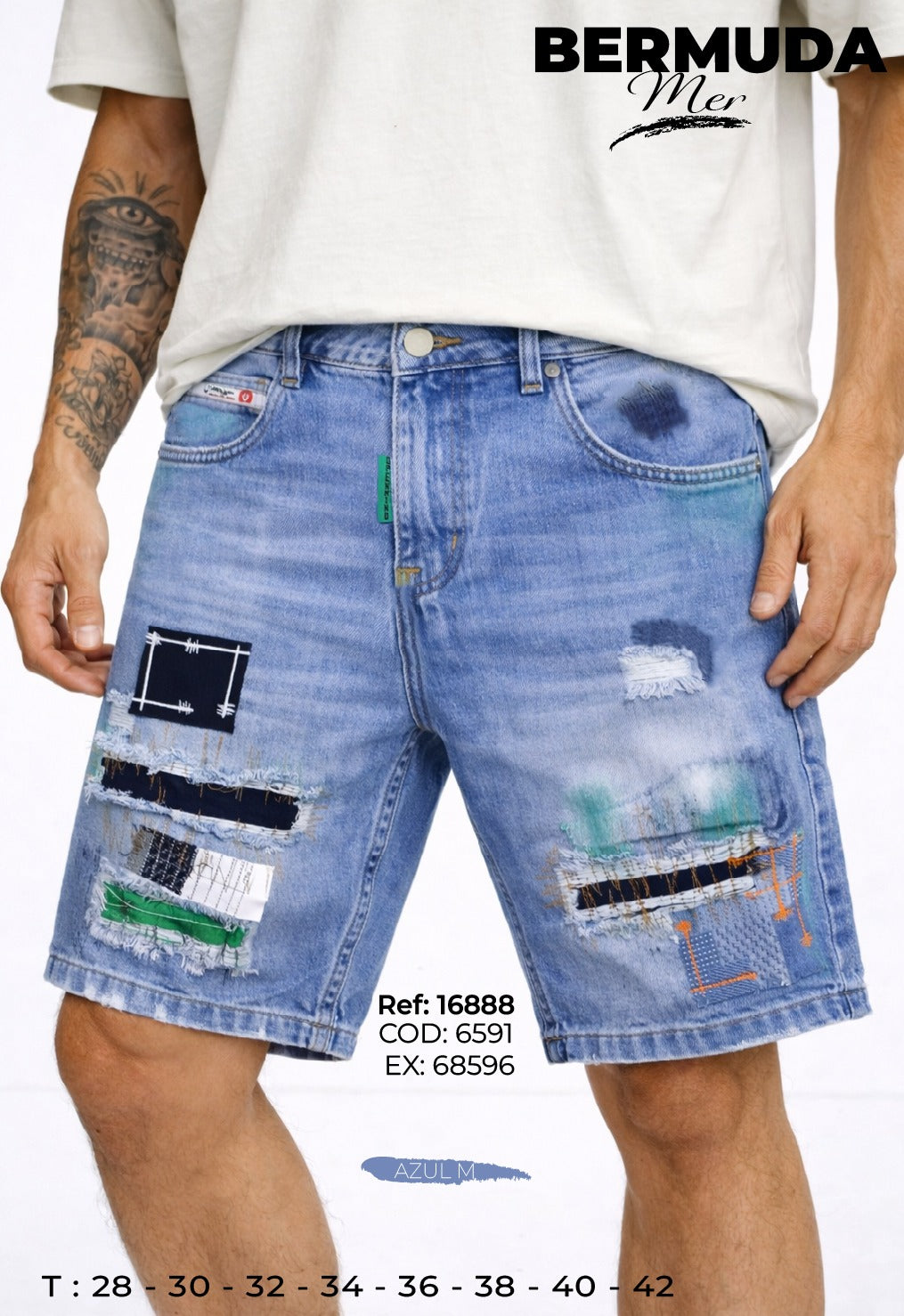 bermuda mer azul m hombre