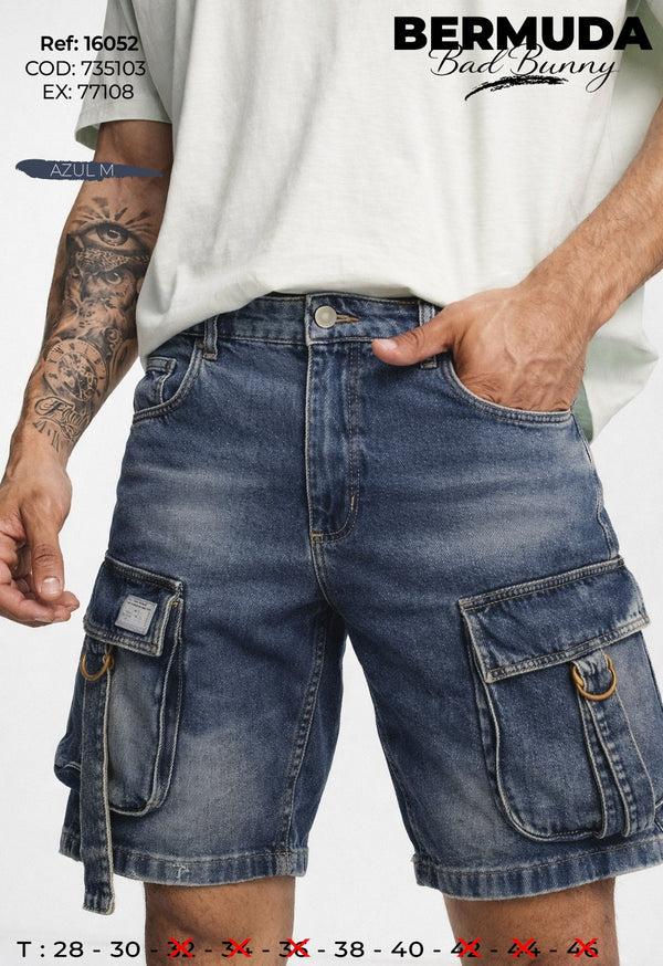 bermuda bad bunny azul m hombre