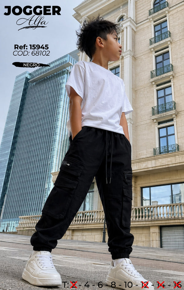 jogger alfa negro niño