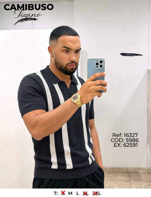camibuso tizano negro hombre