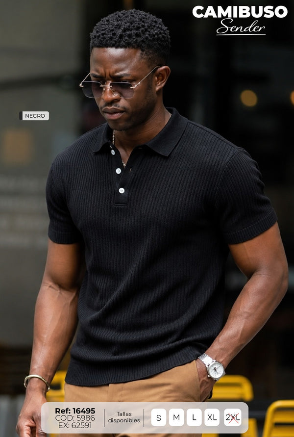 camibuso sender negro hombre