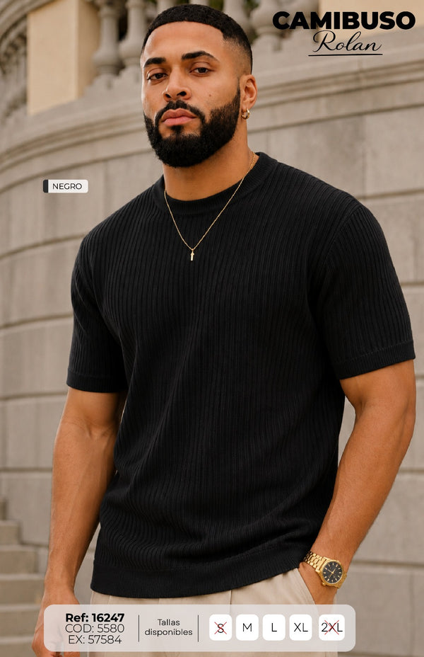 Camibuso rolan negro hombre