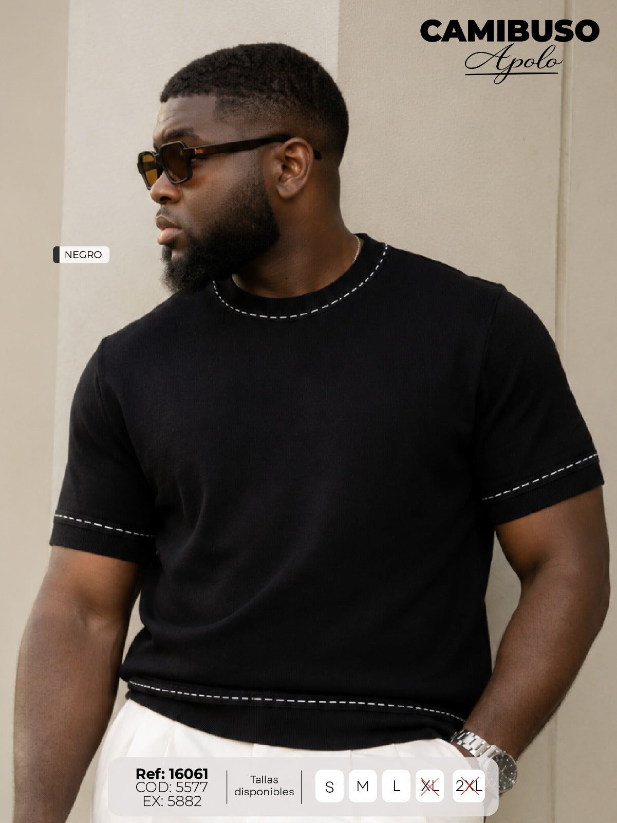 camibuso apolo negro hombre