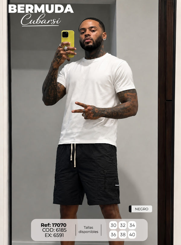 bermuda T cubarsi negro hombre