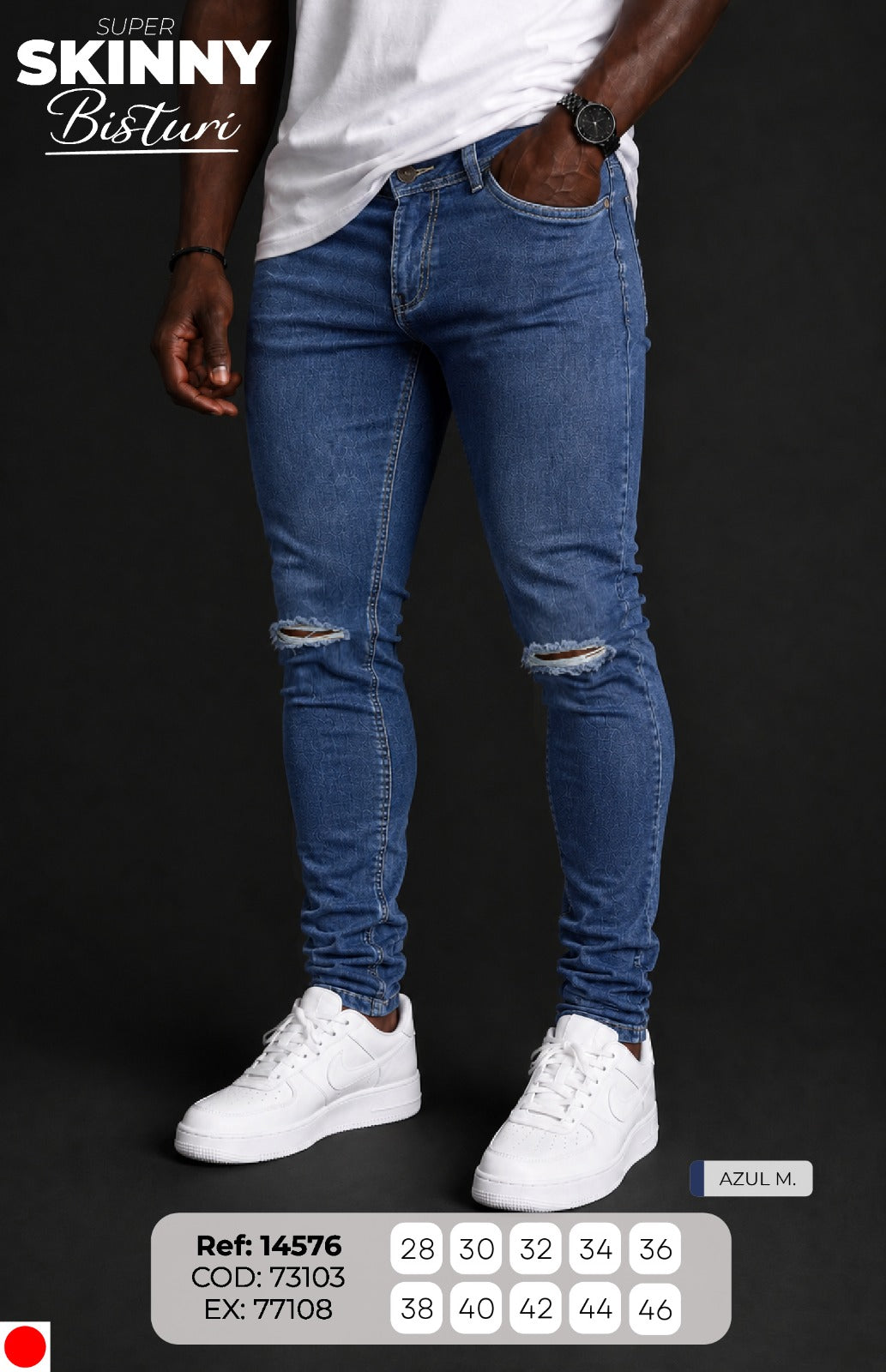 jean skinny azul m hombre