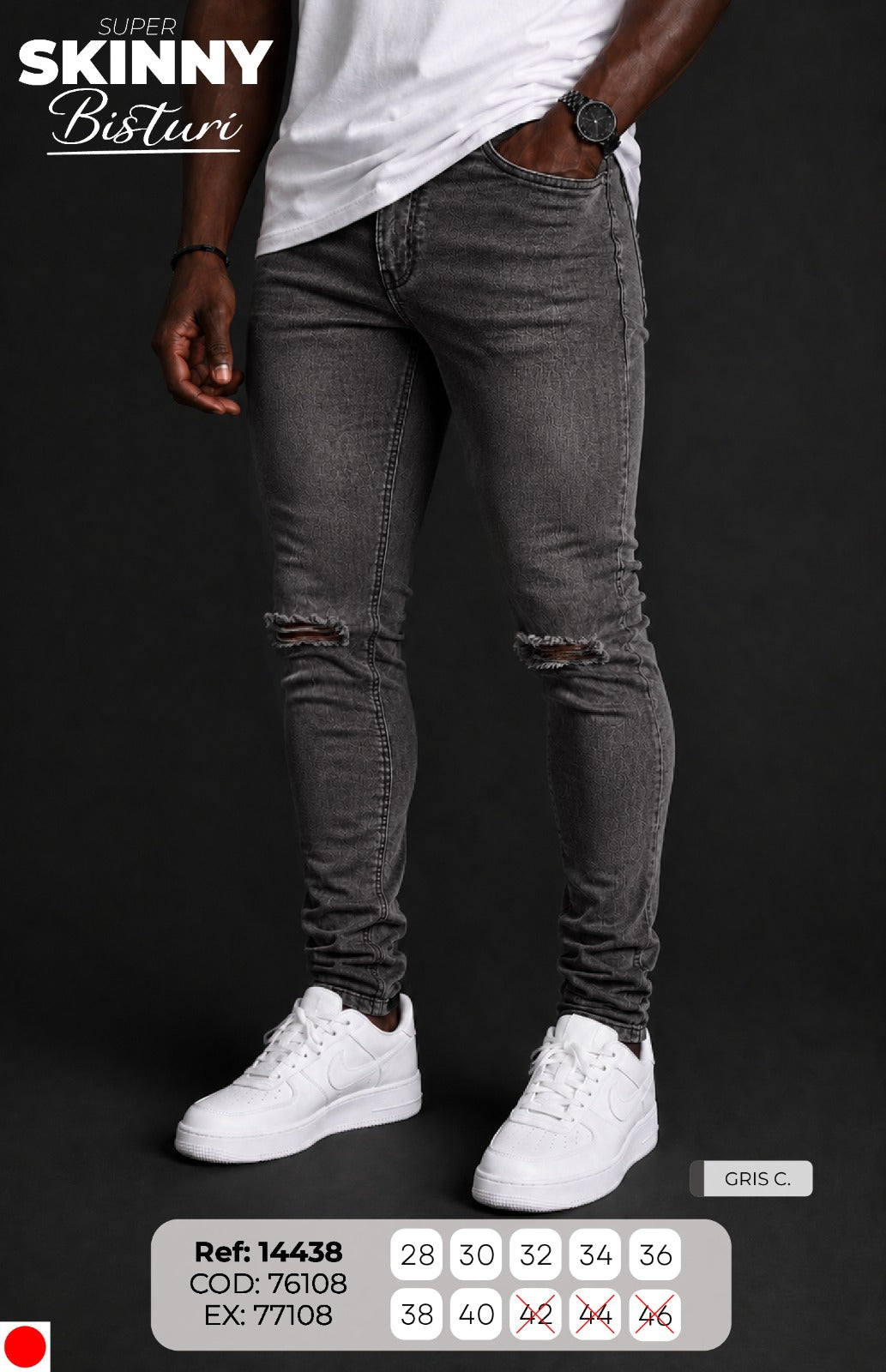 jean skinny gris c. hombre