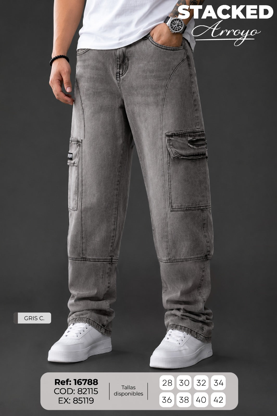 Jogger arrollo gris c. hombre