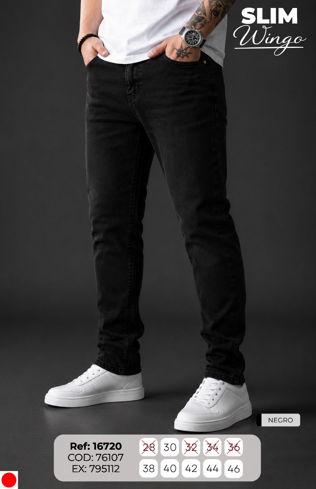 Jean Slim Wingo negro hombre