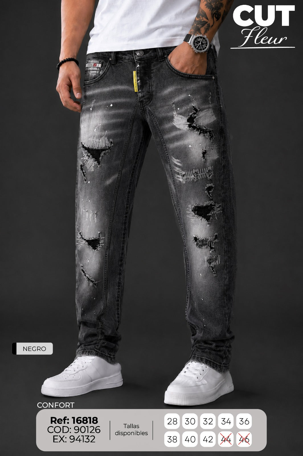 jean regular fleur hombre