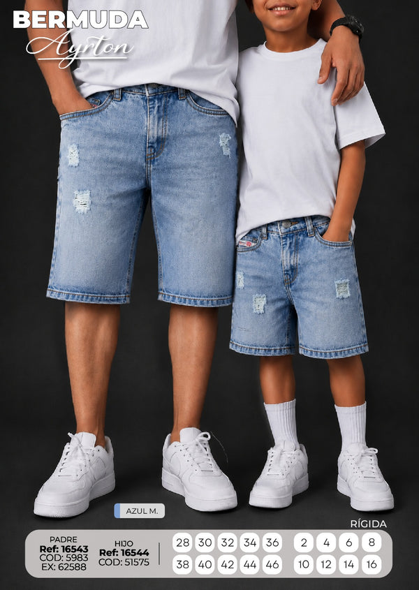 bermuda Ayrton Azul M. padre e hijo