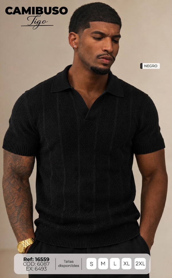 Camibuso tigo negro hombre