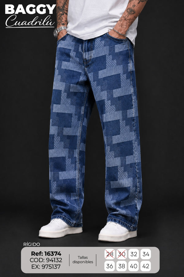 jean baggy cuadrilu hombre