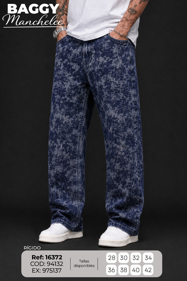 jean baggy manchelee azul o hombre