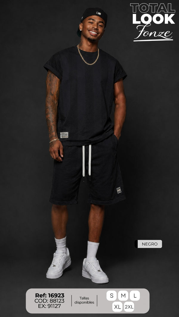 total look fonze negro hombre