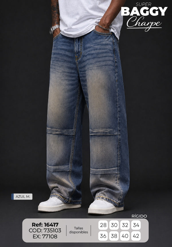 jean baggy charpe azul m hombre