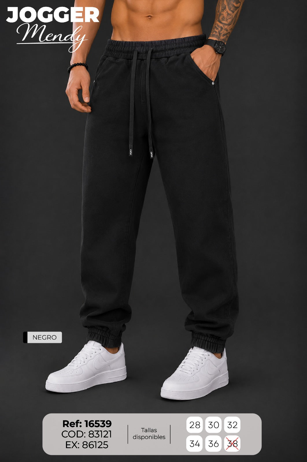 Jogger mendy negro hombre