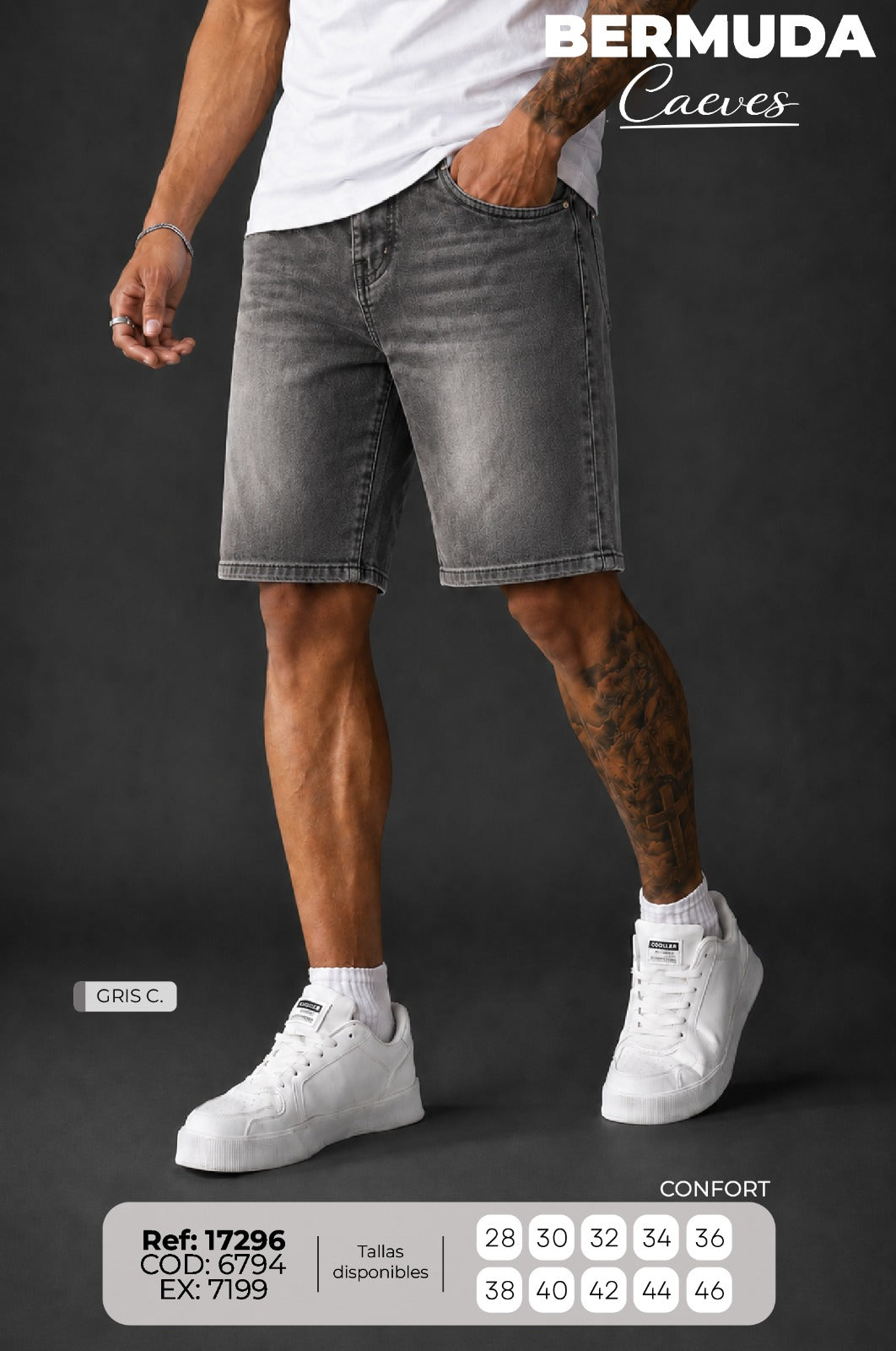 Bermuda Caeves Gris C. Hombre