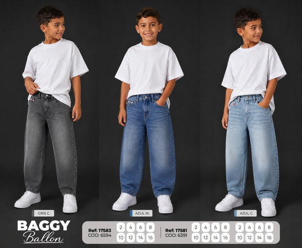 jean Baggy Ballon COLLAGE NIÑO