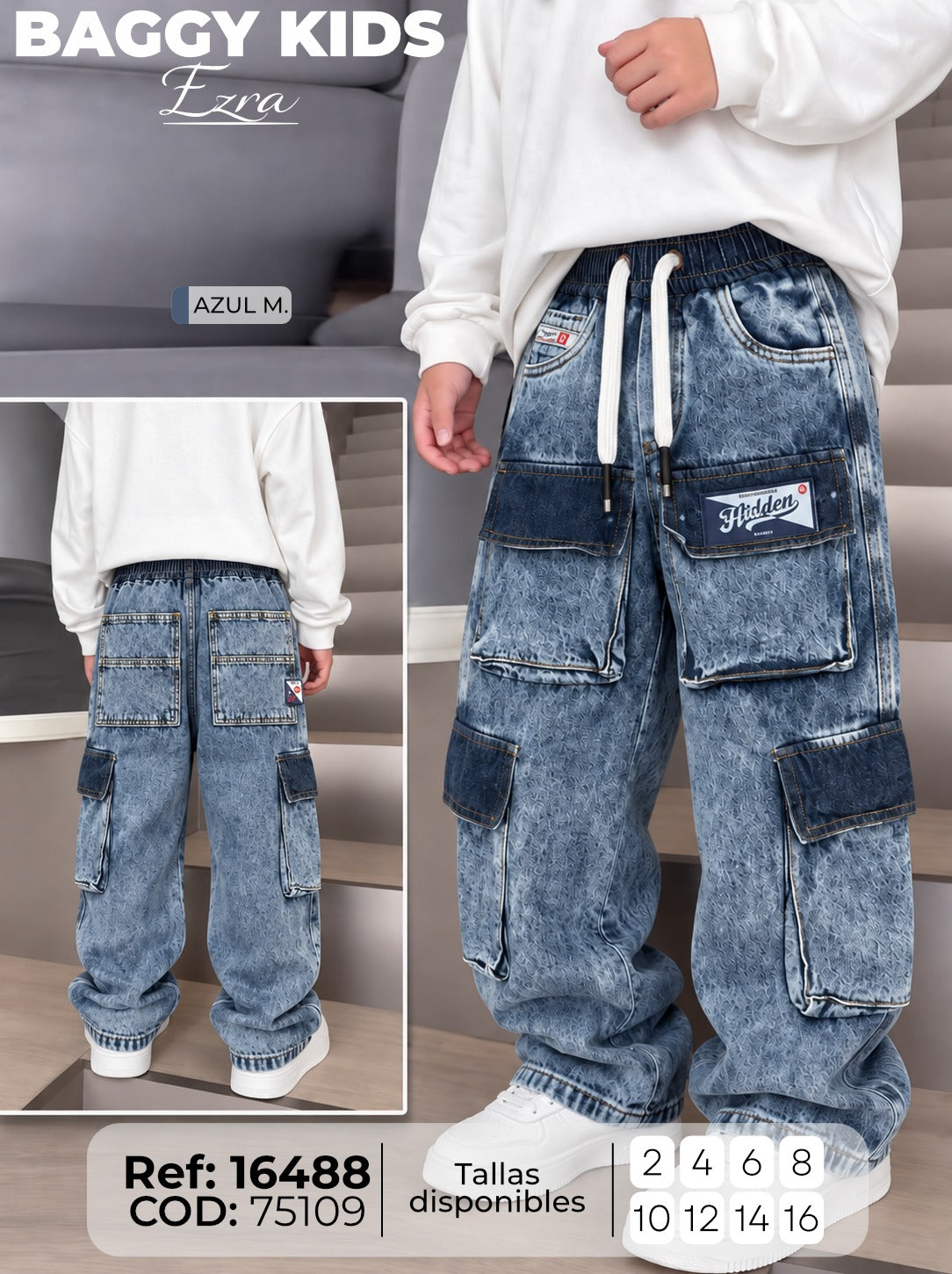 Baggy ezra niño azul m