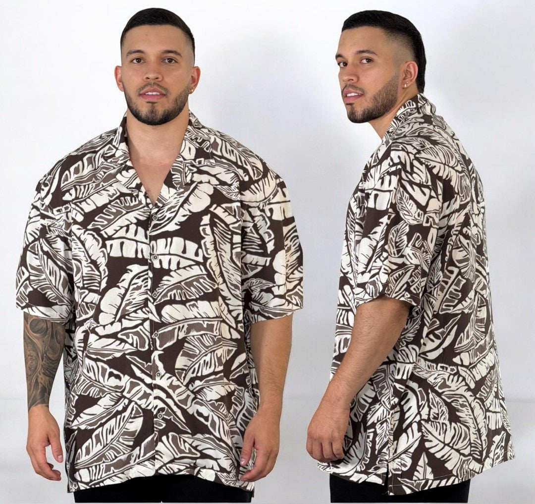 Camisa estampada oversize lehua hombre