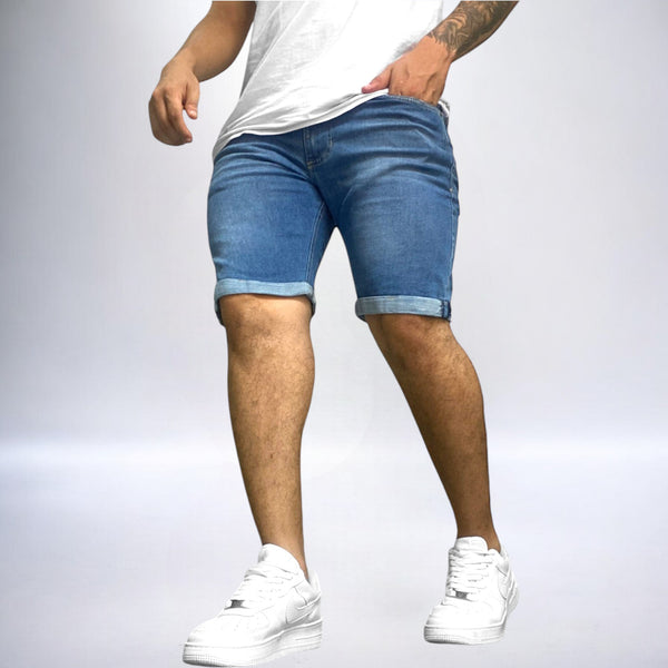Bermuda jean clásica hombre