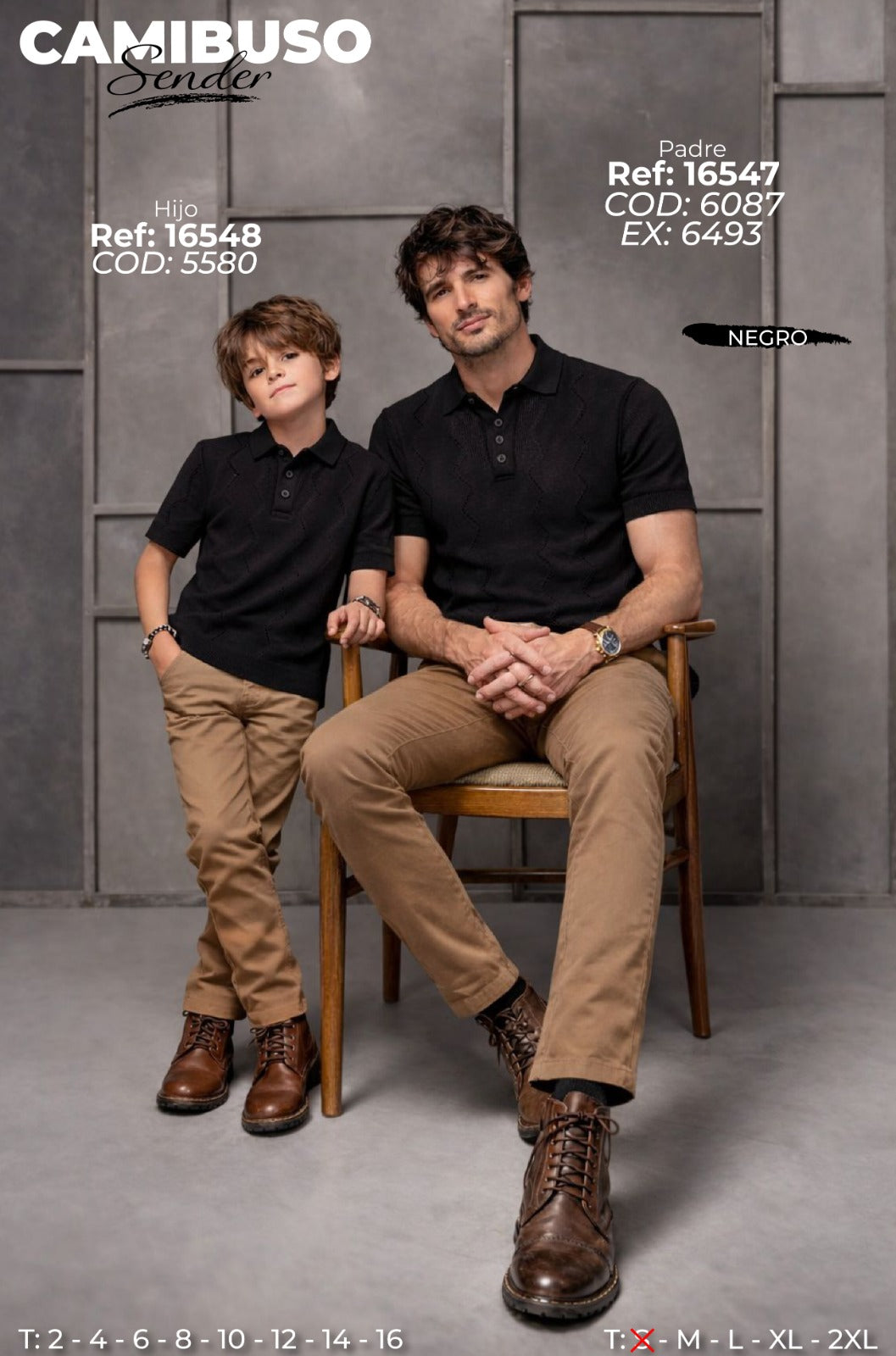 Camibuso Sander Padre E Hijo Negro