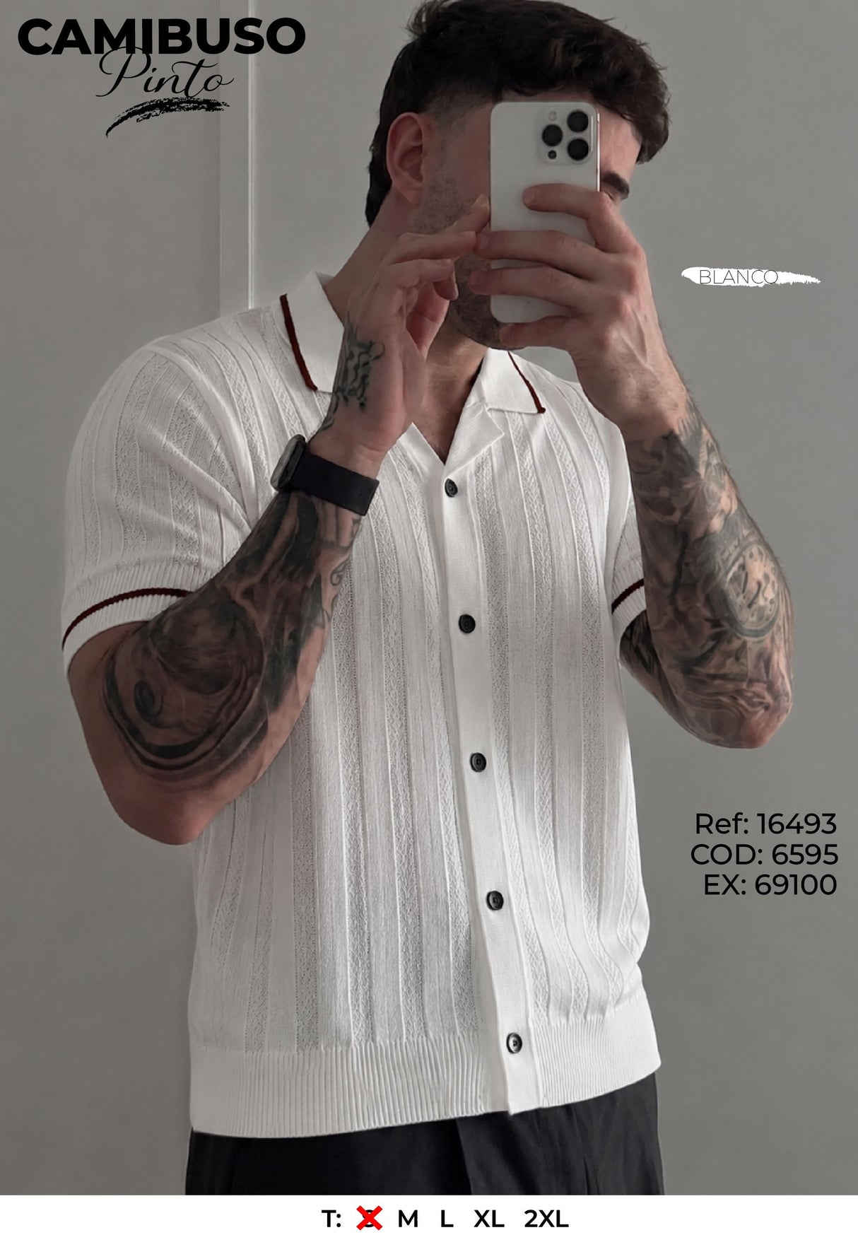 camibuso pinto blanco hombre