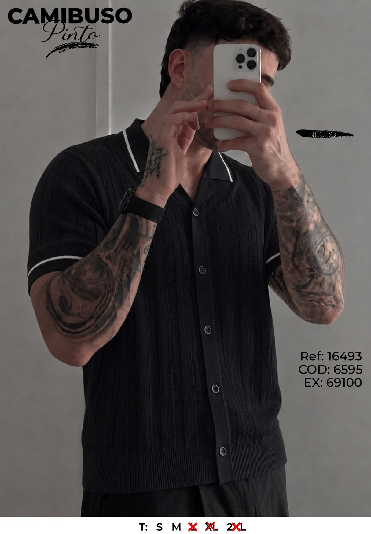 camibuso pinto negro hombre