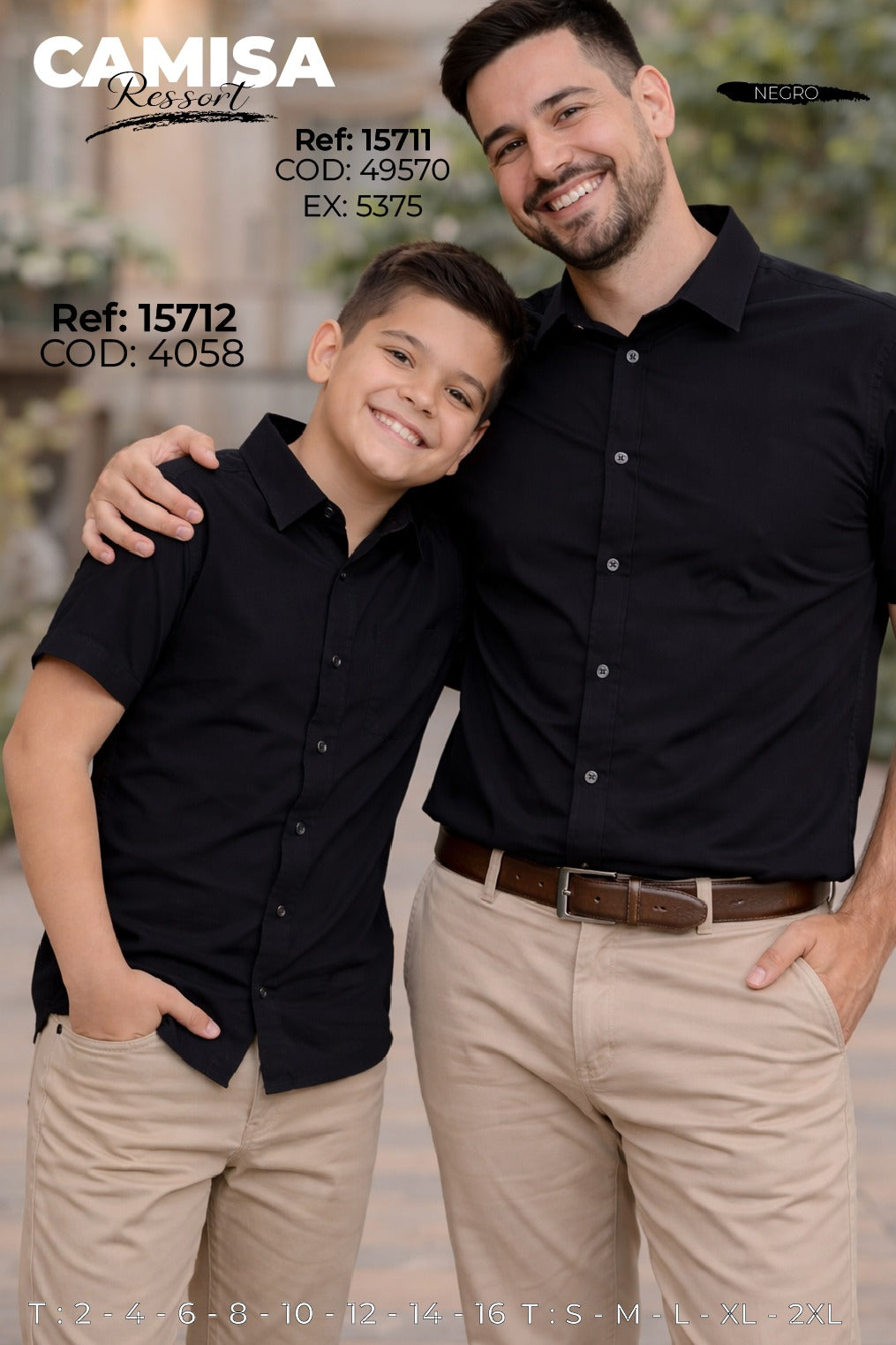Camisa Ressort Padre E Hijo Negro