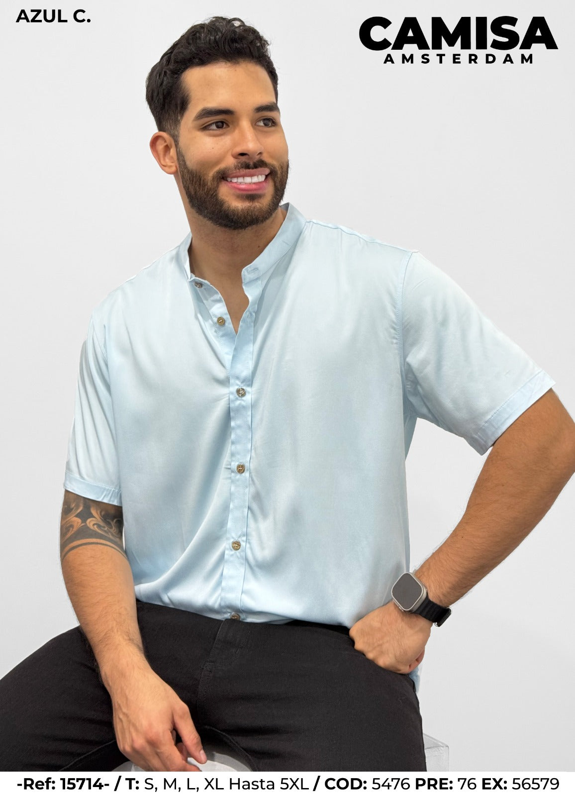 camisa amsterdam azul c hombre
