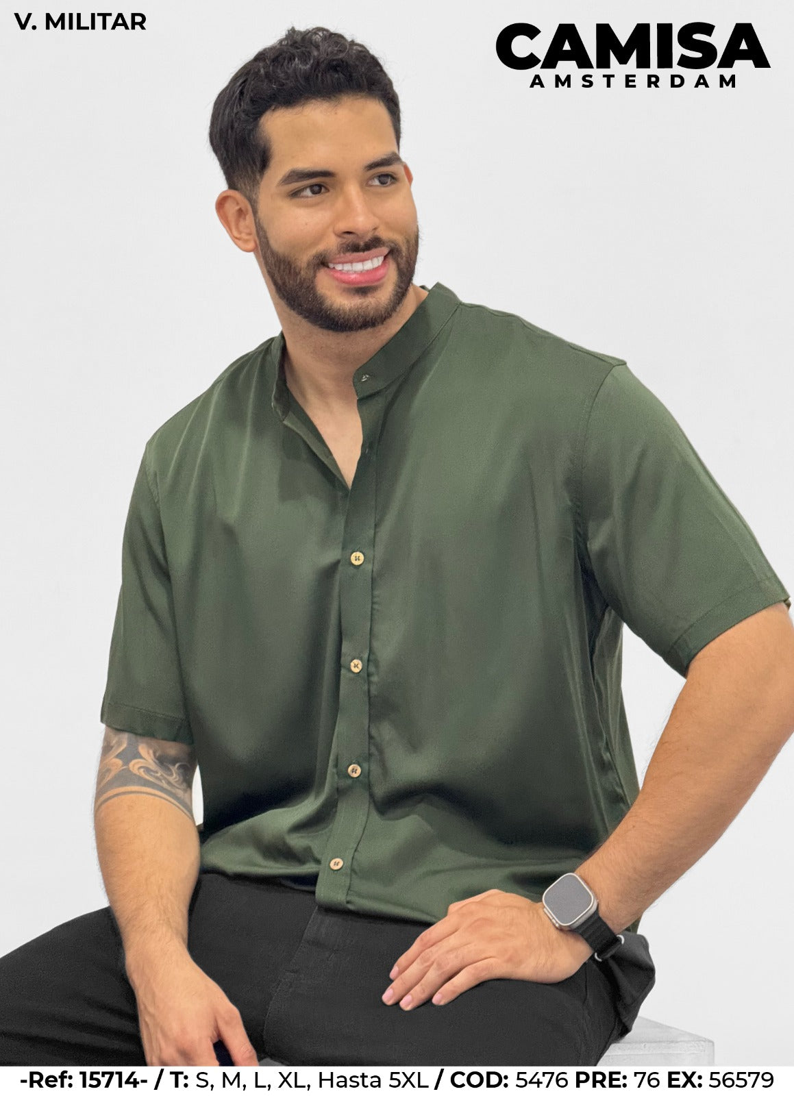 camisa amsterdam v militar hombre